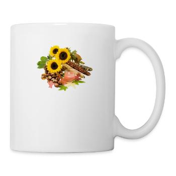 Herbst Kastanie Mais Sonnenblume - Tasse - Weiß - Rechts