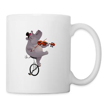 Hippopotame avec monocycle - Mug blanc - blanc - Droite