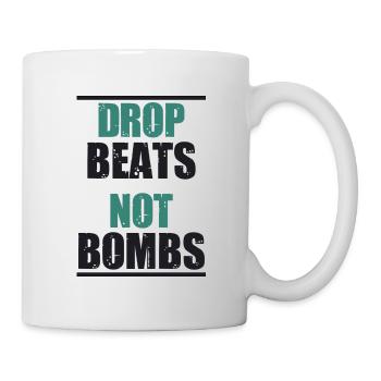 Drop beats not bombs party festival motif gift - Mug - white - Right