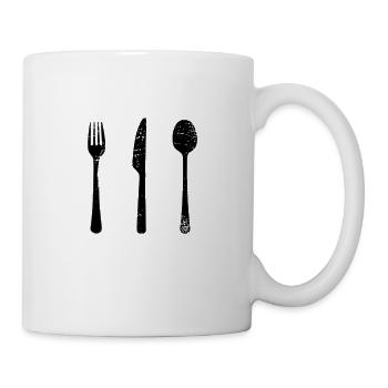Cadeau coutellerie, fourchette couteau cuillère cuisine cuisine - Mug blanc - blanc - Droite