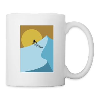 Vélo de route montagne ombre, coucher de soleil, vélo - Mug blanc - blanc - Droite