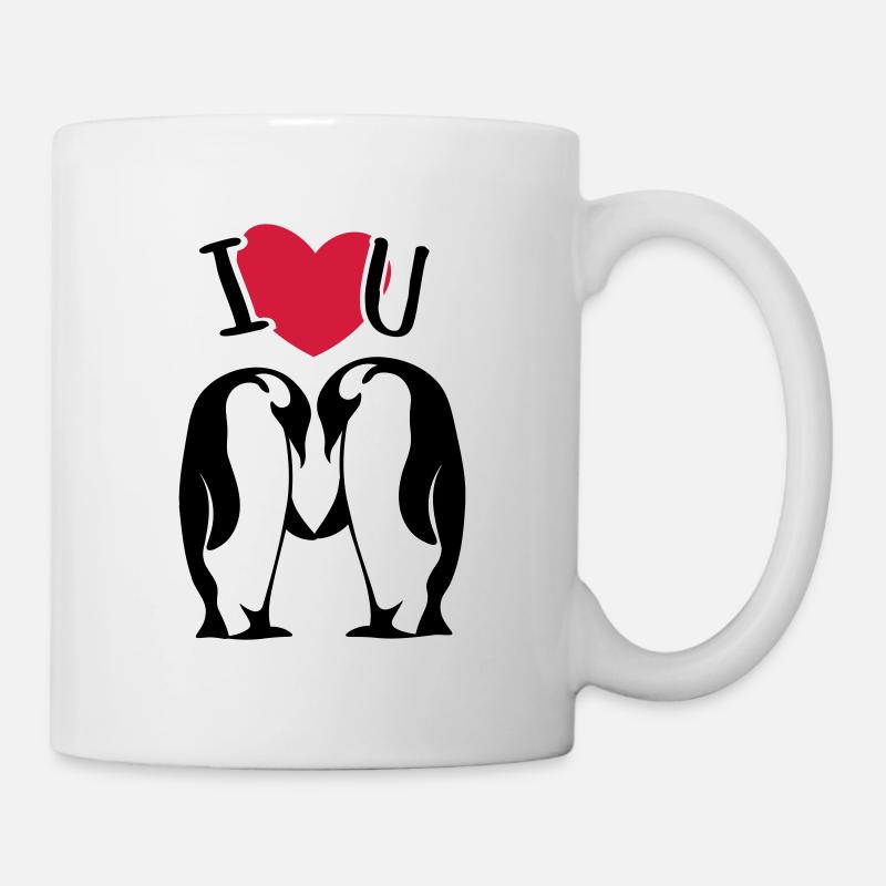 Penguin couple Penguin love couple - Mug - white