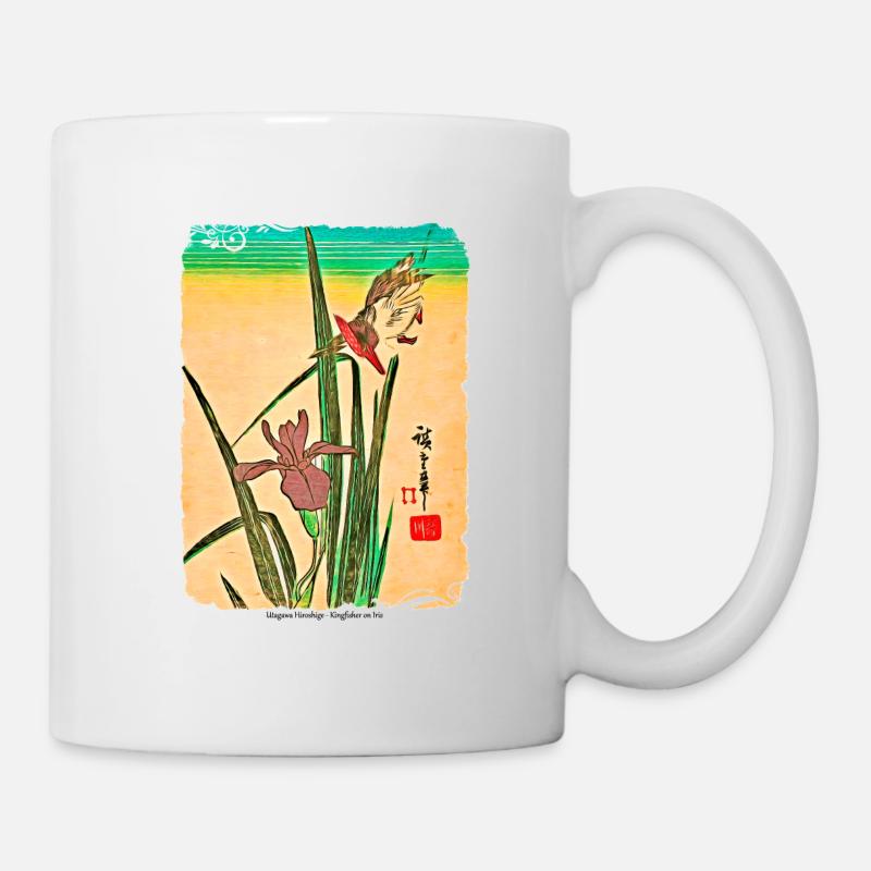 Utagawa Hiroshige Kingfisher auf Iris - Tasse - Weiß