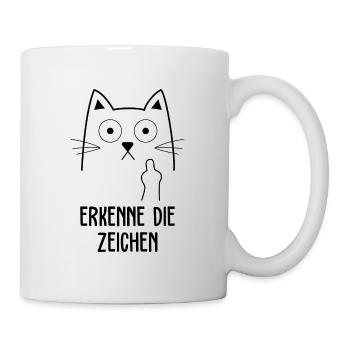 Erkenne die zeichen Katze Geschenk Haustiere - Tasse - Weiß - Rechts
