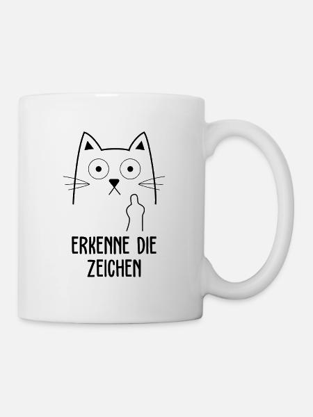 Erkenne die zeichen Katze Geschenk Haustiere - Tasse - Weiß