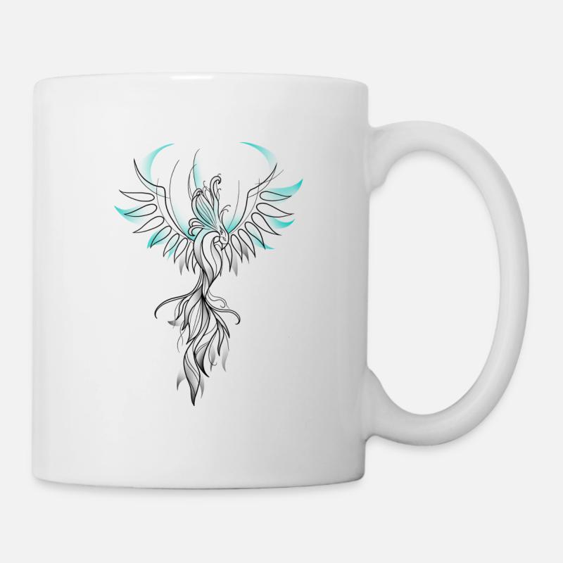 Phönix-Sketch türkis - Tasse - Weiß