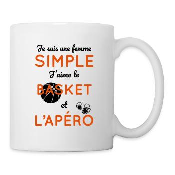 Femme simple aime le basket et l'apéro - Mug blanc - blanc - Droite