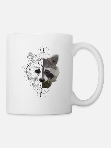 Low Poly Art Raccoon Racoon Cool Polygon Tattoo - Mug - white