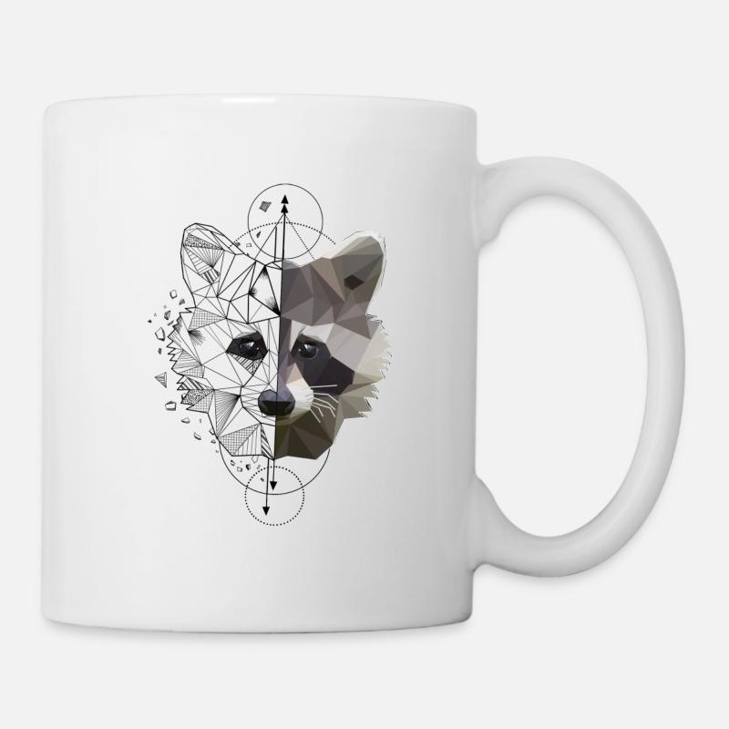 Low Poly Art Raccoon Racoon Cool Polygon Tattoo - Mug - white