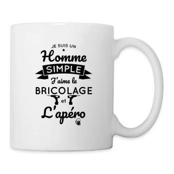 Homme simple aime le bricolage et l'apéro - Mug blanc - blanc - Droite