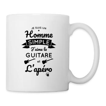 Homme simple aime la guitare et l'apéro - Mug blanc - blanc - Droite