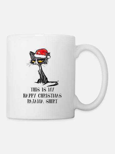 Das ist mein fröhlicher Weihnachtspyjama Katze - Tasse - Weiß