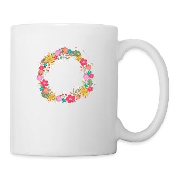 leer,blumen,blumenkranz,floral,illustration - Tasse - Weiß - Rechts