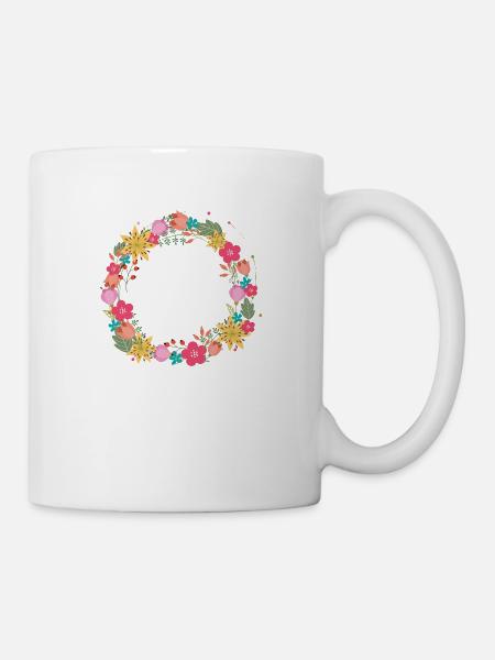 leer,blumen,blumenkranz,floral,illustration - Tasse - Weiß