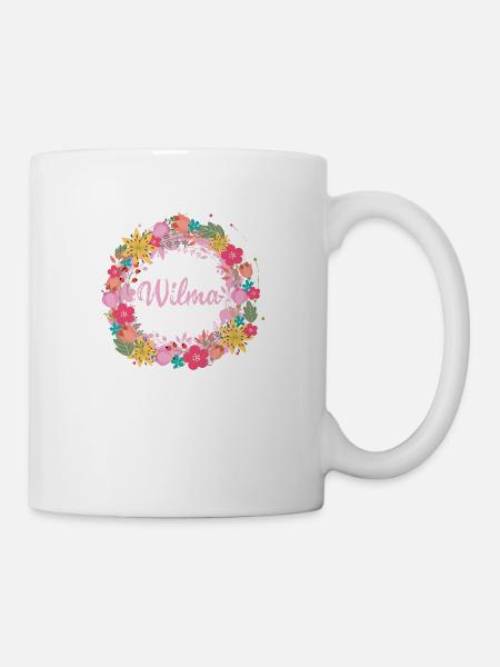 wilma,flowers,flower wreath,floral,illustration - Mug - white