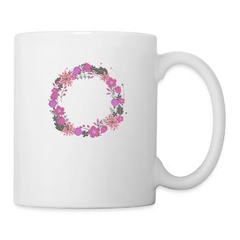 leer,blumen,blumenkranz,floral,illustration,pink - Tasse - Weiß - Rechts