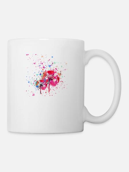 Blume,Pusteblume,bunt,aquarell,malerei,art - Tasse - Weiß