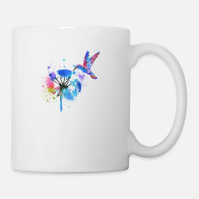 colibri, graffiti, peinture, fleurs, oiseau, fleur, coloré - Mug blanc - blanc