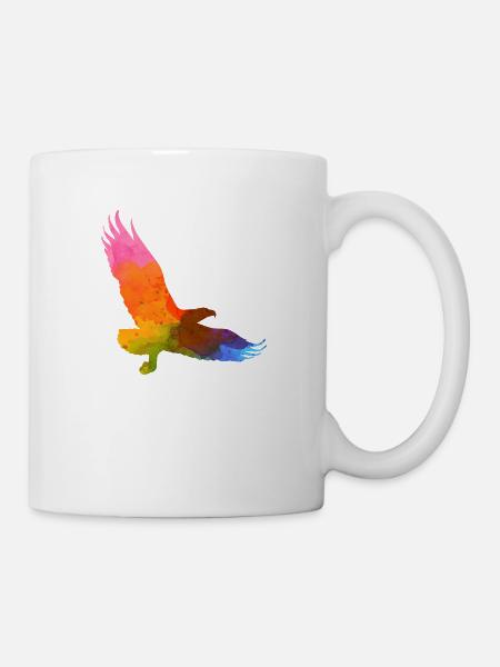 adler,aquarell,lila,bunt,malerei,vogel,regenbogen - Tasse - Weiß