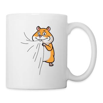 Hamster eats fabric - Mug - white - Right