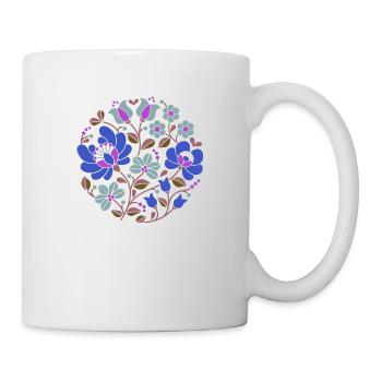 ungarische Blumen , blau, bunte blumen,ranke,blume - Tasse - Weiß - Rechts