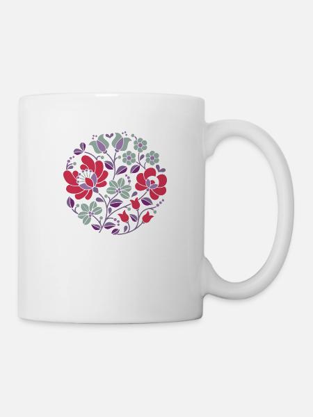 Hungarian flowers, red, colorful flowers,tendrils,flower - Mug - white