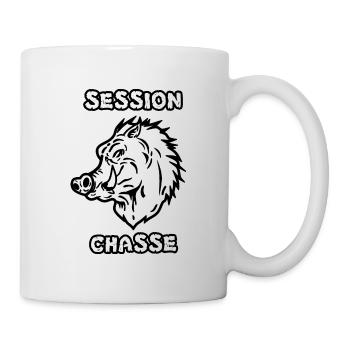 Session Chasse : Sanglier + Fusil de Chasseur - Mug blanc - blanc - Droite
