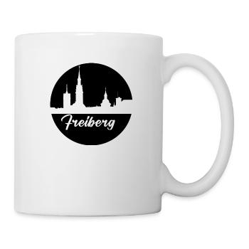 schwarz, skyline, kreis, scherenschnitt,freiberg - Tasse - Weiß - Rechts