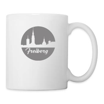 grau, skyline, kreis, scherenschnitt,freiberg - Tasse - Weiß - Rechts