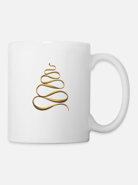 Goldene Schlange Weihnachtsbaum - Tasse - Weiß