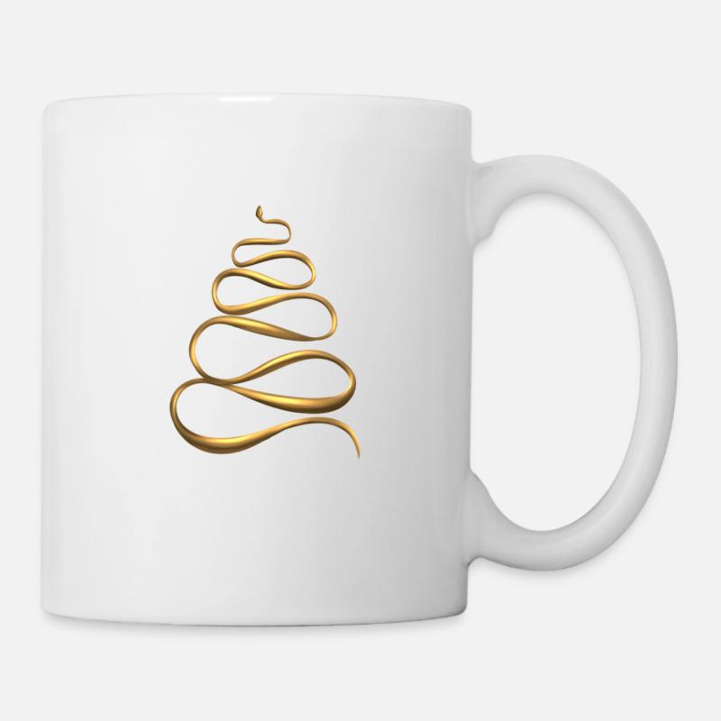 Goldene Schlange Weihnachtsbaum - Tasse - Weiß