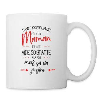 C est compliqué d être Maman et Aide Soignante - Mug blanc - blanc - Droite