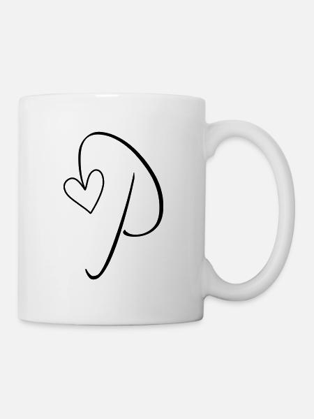 Lettre P Lettre-P Calligraphie - Mug blanc - blanc
