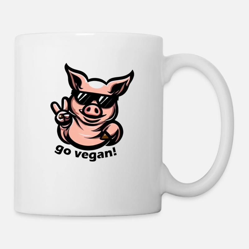 Cochon très mignon « devenez végétalien! » Paix - Mug blanc - blanc