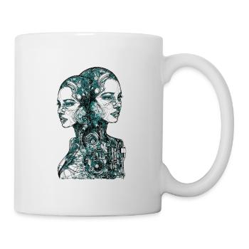 Two female futuristic cyborg - Mug - white - Right