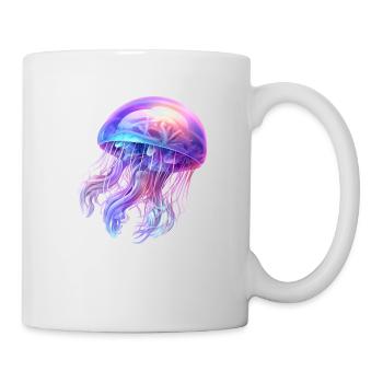 Qualle Farbenfroh & Transparent - Tasse - Weiß - Rechts