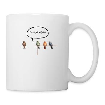 Vögel Lustig fliegen Wifi - Deutsch - Tasse - Weiß - Rechts
