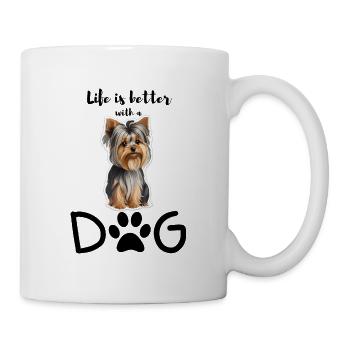 Lebensfreude mit einem Yorkie - Tasse - Weiß - Rechts