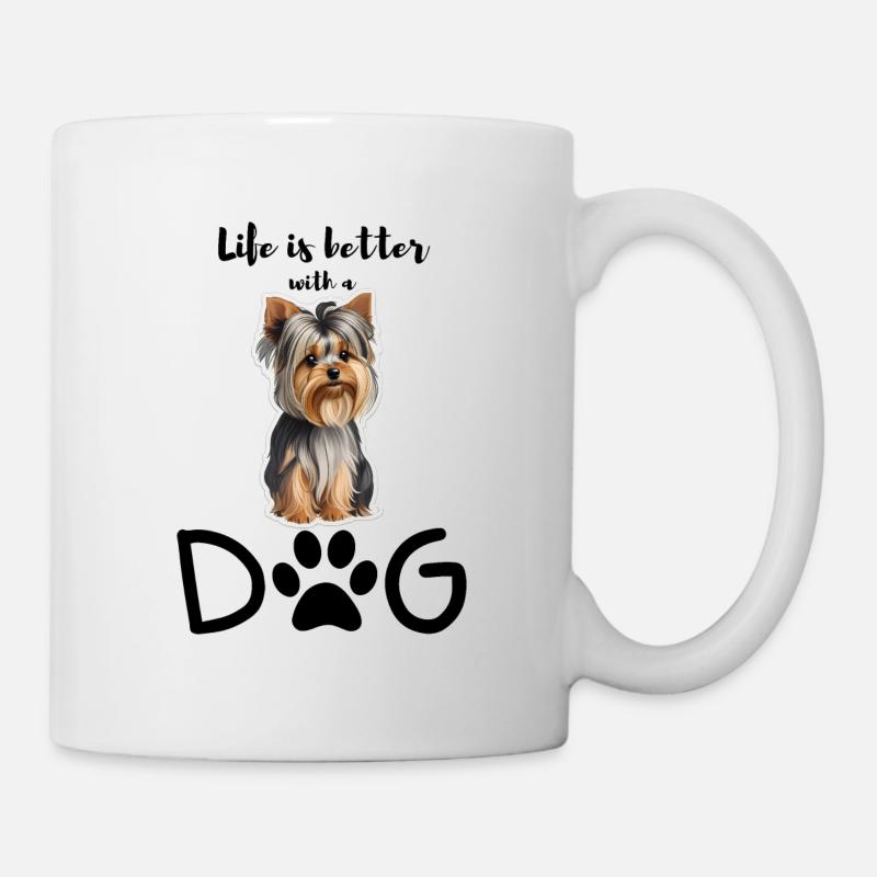 Joie de vivre with a Yorkie - Mug - white