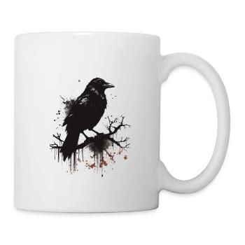 Corbeau noir, corneille à l’encre - Mug blanc - blanc - Droite