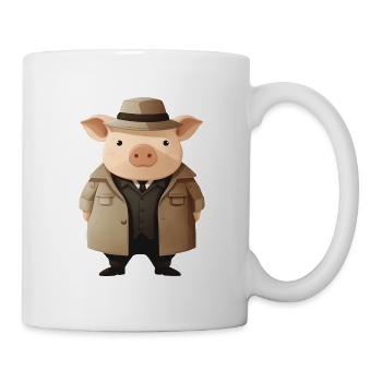Piggy en tant que détective - Mug blanc - blanc - Droite