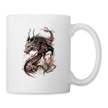 Geisha Japanische Drache Kirschblüte Japan Fantasy - Tasse - Weiß - Rechts