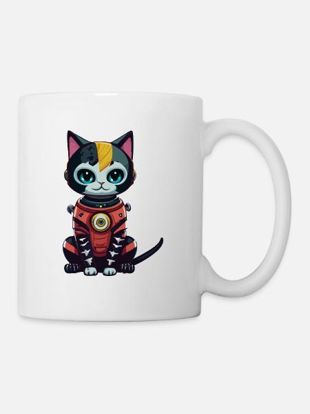 Cyberpunk Astrokatze - Tasse - Weiß