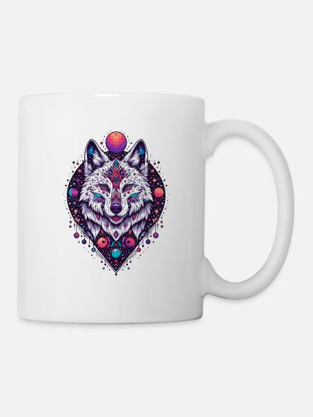 WOLF, COSMIC, UNIVERSE, PLANET, STARS, GALAXY, WORLD - Mug - white