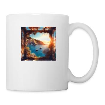 Portofino,Landscape,Watercolor,Painting - Mug - white - Right