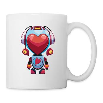 Roboter Manga Mädchen Herz - Tasse - Weiß - Rechts