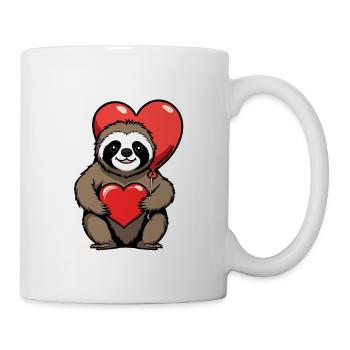 Faultier Herz Illustration Valentinstag - Tasse - Weiß - Rechts