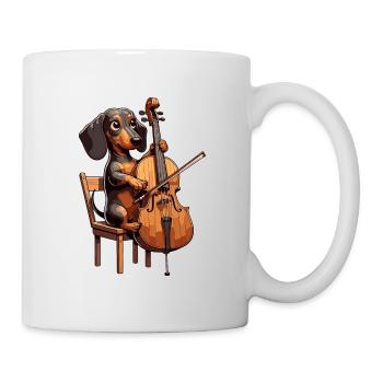 Teckel mignon jouant du violoncelle - Mug blanc - blanc - Droite