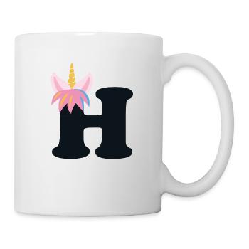 Einhorn-Buchstabe Regenbogenstyle "H" | be unique - Tasse - Weiß - Rechts
