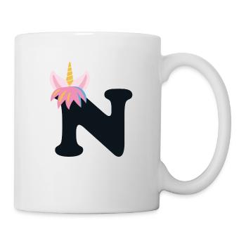 Einhorn-Buchstabe Regenbogenstyle "N" | be unique - Tasse - Weiß - Rechts
